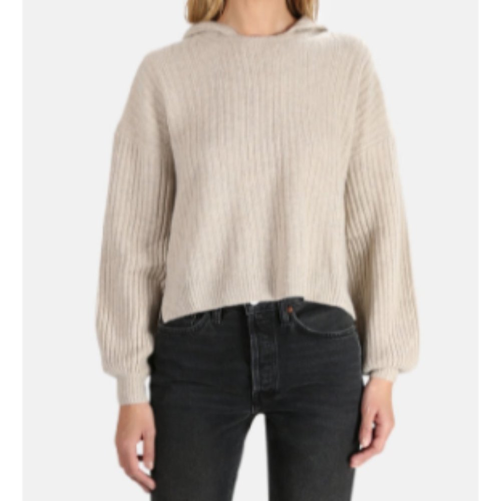 NAADAM Cream Ribbed Hooded Cashmere Sweater